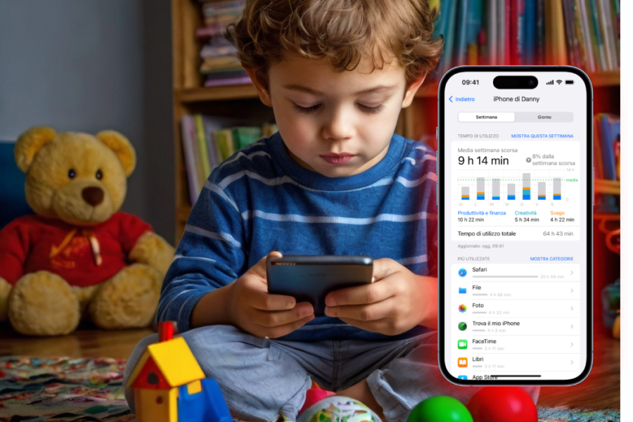 bambino con telefono
